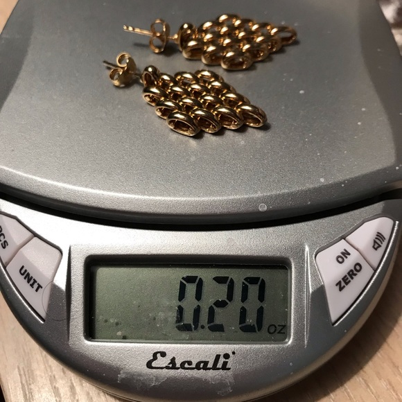 14k diamond shape chain earrings - Picture 3 of 6